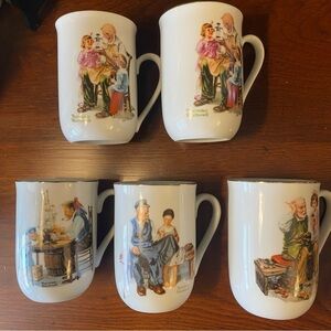 1982 Norman Rockwell Museum collectible mugs, set of 5